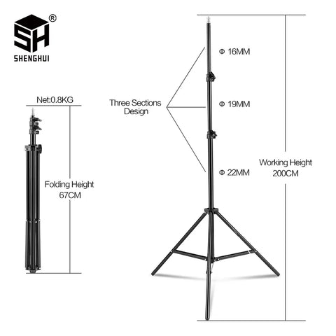 200cm Photography Tripod Light Stands With 1/4 Screw Head Adjustable Light Stand Photo Tripod For Phone Ring Light Photo Studio