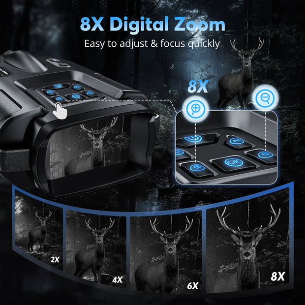 USB Rechargeable Binoculars 600m HD 8X Digital Zoom 4K Telescope for Hunting Camping Boating