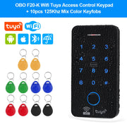 WiFi Tuya Fingerprint Access Controller Outdoor Waterproof Standalone RFID Keypad System 125KHz 13.56MHz WG26 Smart APP Unlock