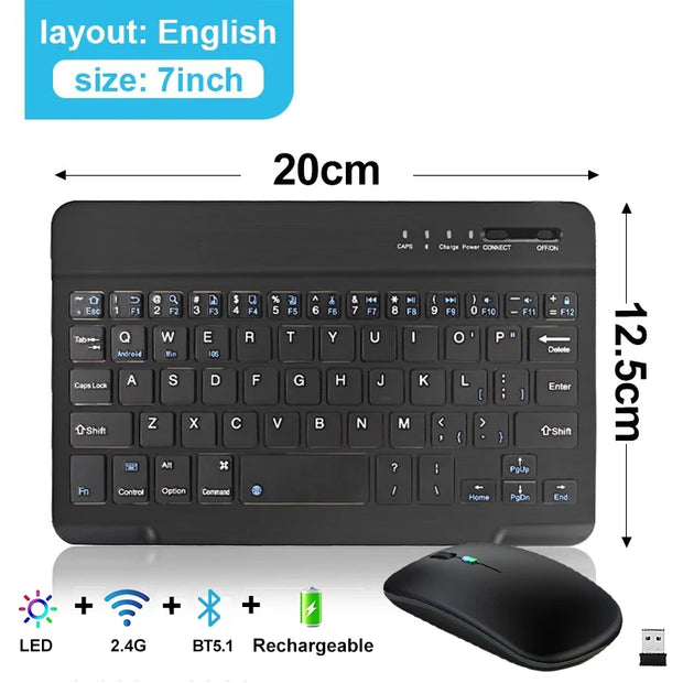 Wireless Keyboard Mouse Set Bluetooth Mini Keyboard Rechargeable Gaming mouse Office mouse For IOS Android Windows Tablet iPad