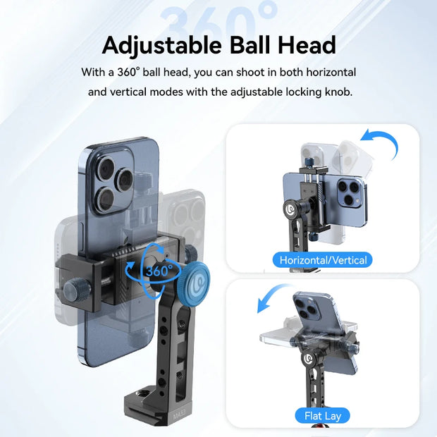Ulanzi MA53 Arca Swiss Phone Mount with Ball Head 360° Rotation Metal Phone Holder for Photograph Livestreaming Vlog Recording