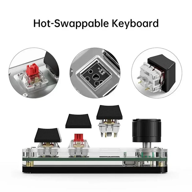 Macro Mechanical Keyboard 3 Keys 1 Knob USB RGB Mini Gaming Custom Programming Knob Keypads Switch Portable For Photoshop