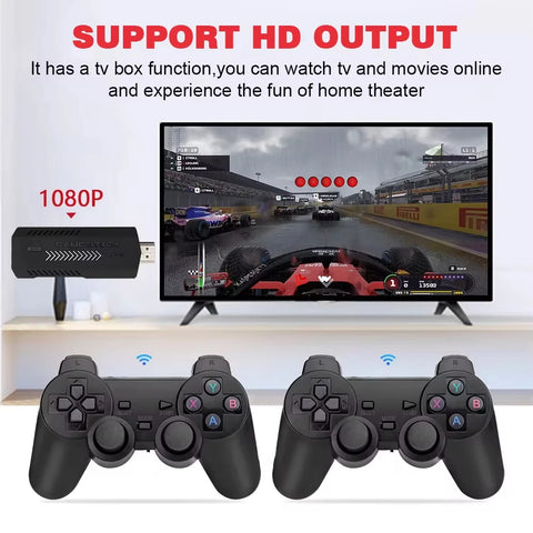 X2Plus Retro Video Game Console 4K HD 3D Gaming Stick Wireless Controller Built in 30+Simulators 64GB 30000+Games PS1/N64