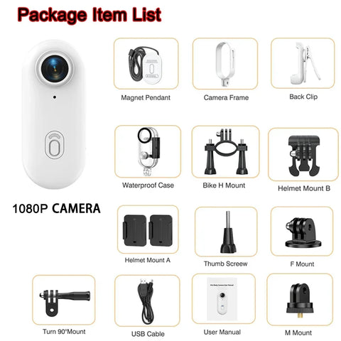 Action 4K Sports Camera Magnetic Neck Strap Bike Car Mounts Entry Body Cam for Light Motorcycle Riding Family Travel