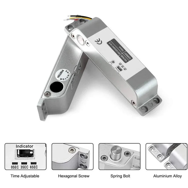 Electric Drop Bolt Lock with Time DC 12V Fail Safe NC Mode Electronic Door Lock for Access Control