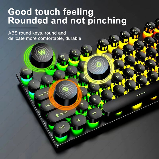 Wired Gaming Keyboard 104 Keys Color Matching Backlit Keycap Peripherals Gaming Keyboard for E-sports Office Computer Laptop PC