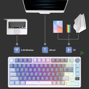 M75 RK ROYAL KLUDGE 2.4G Wireless/Bluetooth/USB-C Mechanical Keyboard 81Keys RGB Hot-Swappable Gasket Gamer Keyboard with Screen