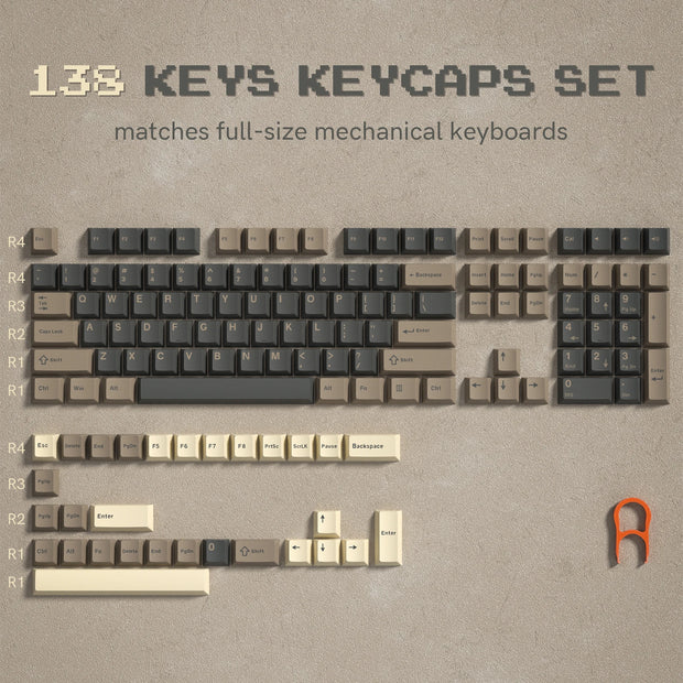 Womier 138 Keys Retro Brown Gray PBT Keycap Double Shot Cherry Profile Key caps for Cherry MX Switches Mechanical Gamer Keyboard