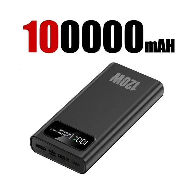 200000mAh Power Bank 120W Super Fast Charging Battery High Capacity Digital Display Power Bank For Iphone Samsung Huawei New