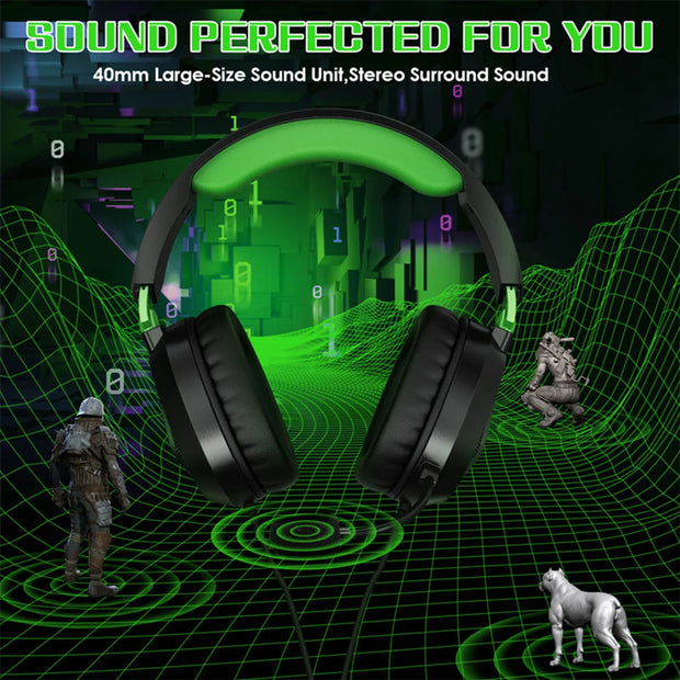 G3100 Stereo Gaming Headphones Wired Deep Bass Computer Game Earphone with Omni-directional Microphone for PS5 PS4 Laptop Tablet