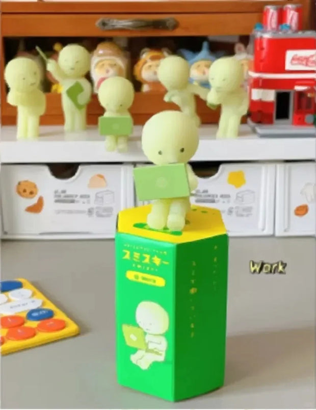 Smiski Worker Series Noctilucent Green Doll  Cute Surprise Creative Night Light Fairy Doll Decoration Halloween Gift