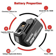 100%Original Makita 6Ah/5Ah/3Ah for Makita 18V Battery BL1830B BL1850B BL1850 BL1840 BL1860 BL1815 Replacement Lithium Battery