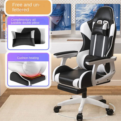 2024 New Gaming Chair Office Home Computer Chair Latex Seat Cushion Heats Comfortable Footrest Chair Silent Spinner Wheels