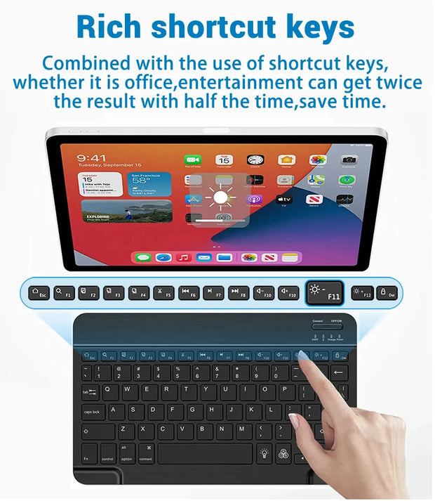 Mini Bluetooth Keyboard RGB Wireless Keyboard 10 inch Backlit Keyboard Backlight Touchpad Keyboard for IOS Android Windows iPad