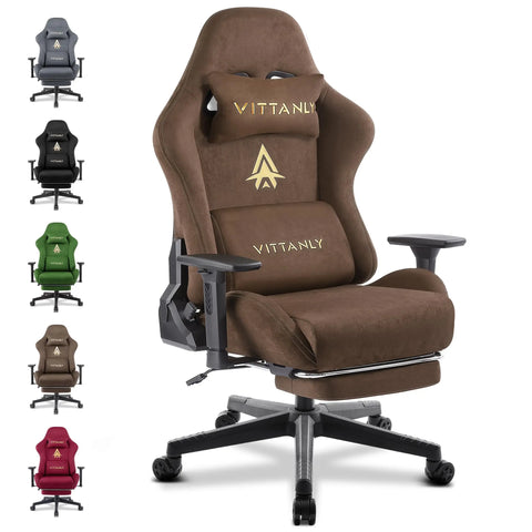 KITINJOY Gaming Chair for Adults with Footrest, Lumbar Support Fabric Computer Office Chair High Back Ergonomic Gamer Chair