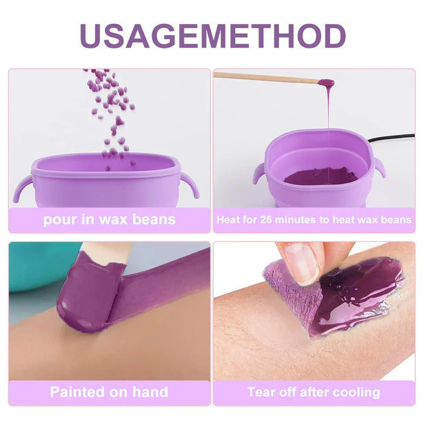 Portable Silicone Wax Warmer 400ml Foldable Wax Heater for Hair Removal Wax Pot SPA Body Epilator Electric Hot Waxing Machine
