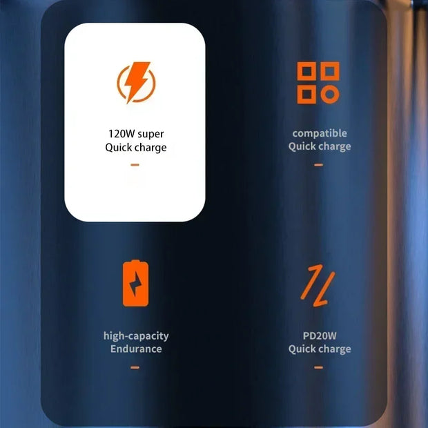 200000mAh Power Bank 120W Super Fast Charging Battery High Capacity Digital Display Power Bank For Iphone Samsung Huawei New