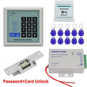 Access Control System Kit RFID Keypad Card Reader Power Supply &Exit Button&10pcs Keyfobs (Without Lock)