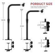 SH 50cm Desktop Flexible Metal Bracket With Ball Head Max Loading 5kg For Plate Light Projector Smartphone Camera