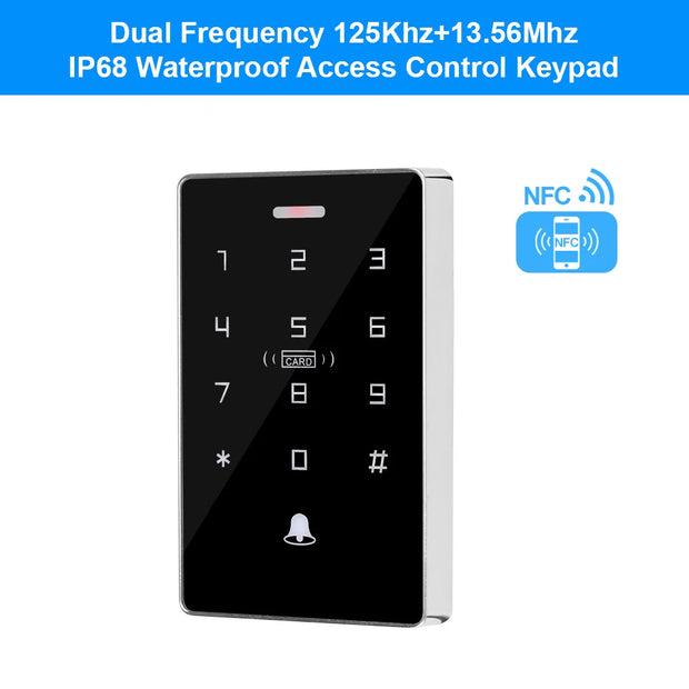 IP68 Outdoor Waterproof Access Controller RFID Keypad NFC Touch Password Lock System 125KHz 13.56MHz Dual Frequency Card Reader