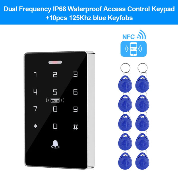 IP68 Outdoor Waterproof Access Controller RFID Keypad NFC Touch Password Lock System 125KHz 13.56MHz Dual Frequency Card Reader