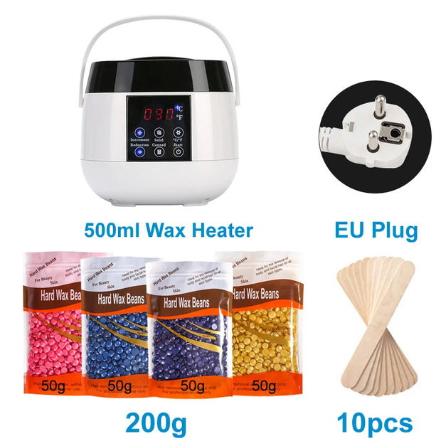 500ml Waxing Machine Kit Brazilian Hard Waxing Wax Beans Wax Warmer Machine Epilator Wax-melt Pot Bikini Body Hair Removal