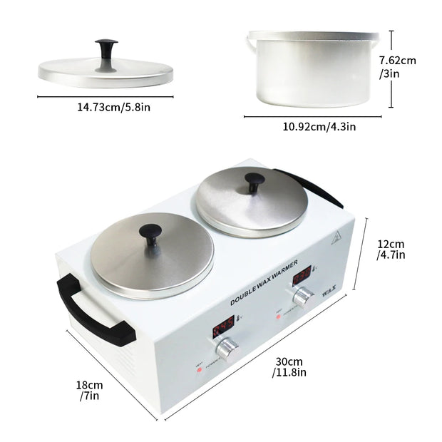 Electric Double Pot Wax Warmer Wax Heater Warmer with LED Display Skin Hair Removal Adjustable Temperature For Beauty Salon Home