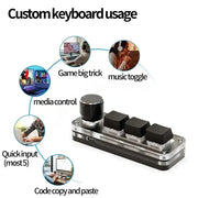 Macro Mechanical Keyboard 3 Keys 1 Knob USB RGB Mini Gaming Custom Programming Knob Keypads Switch Portable For Photoshop