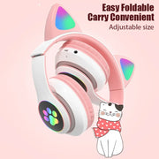 ST-28 Wireless Headphones Cat Ears Bluetooth Earphones Stereo Music Earbuds Bluetooth 5.0 Sports Gaming Headset with Mic