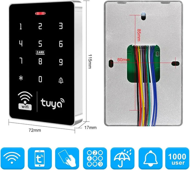 Wifi Tuya APP Access Control System Waterproof Kits Keypad Controller IP68 Waterproof 125KHz 13.56MHz Reader Phone APP Unlock