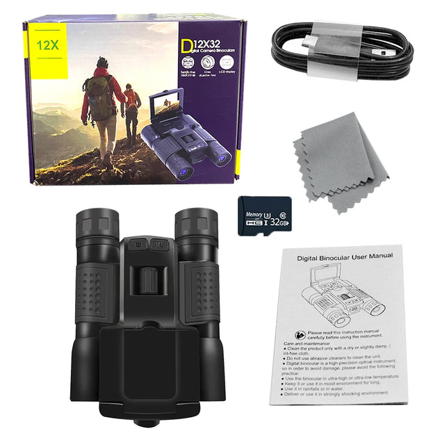 DT30 12X32 2.5K HD Professional Binoculars Camera 48MP 12X Optical 8X Zoom Digital Telescope for Outdoor Camping 96M/1000M
