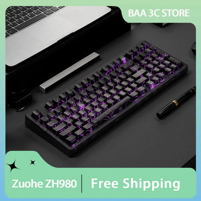 ZORNHER Zuohe ZH980 Spider Web Mechanical Keyboard 3mode Custom RGB Hot Swap Wireless Gaming Keyboards Pc Accessories