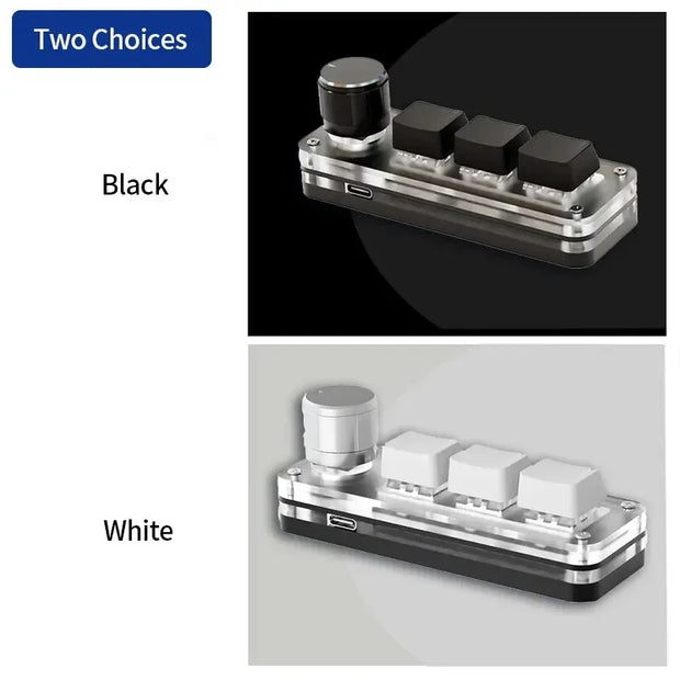 Macro Mechanical Keyboard 3 Keys 1 Knob USB RGB Mini Gaming Custom Programming Knob Keypads Switch Portable For Photoshop