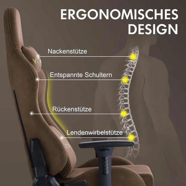 KITINJOY Gaming Chair for Adults with Footrest, Lumbar Support Fabric Computer Office Chair High Back Ergonomic Gamer Chair