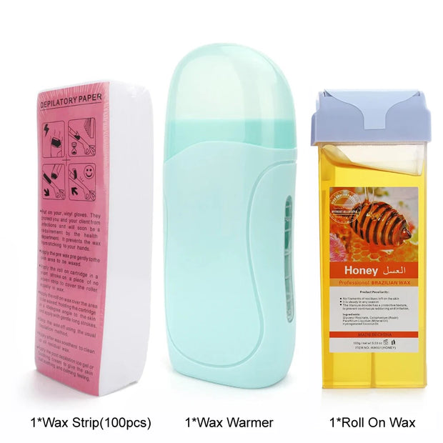 Roll On Waxing Kit With Wax Cartridges And Wax Strips 3 In 1 Soft Wax Heater Kit Hair Removal Wax Wax Paper Waxing Kits Warmer