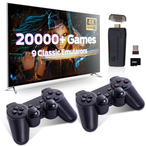 4k Game Stick 20000 Games Video Game Console Emuelec 9 Emulator Retro Gaming Machine HD TV Stick With Wireless Gamepad Control