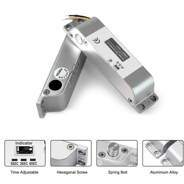 Electric Drop Bolt Lock DC 12V Fail Safe NC Mode Electronic Door Lock for Access Control Security Lock Door Bolt Lock with Time