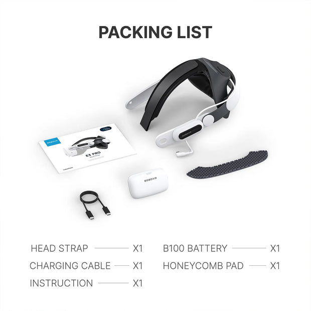 BOBOVR E3 Pro Battery Strap Compatible with Meta Quest 3 and 3S Extended Playtime Comfort Fit Enhanced VR Experience
