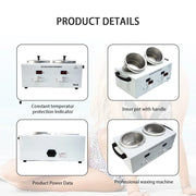 Electric Double Pot Wax Warmer Wax Heater Warmer with LED Display Skin Hair Removal Adjustable Temperature For Beauty Salon Home
