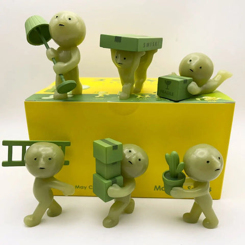 Smiski Moving Series Luminous Doll Model Blind Box Sonny Angel Ornament Cute Corner Jun Elf Collecte Car Decoration Kawaii Gifts