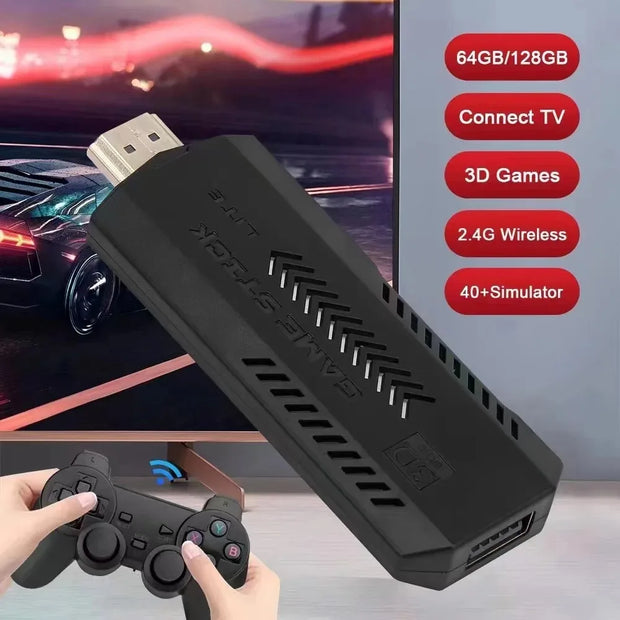 X2 Plus Game Stick 4K HD Video Game Console 2.4G Double Wireless Controller Game Stick For N64/PSP/PS1/GBA