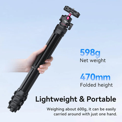 Ulanzi TT51 Portable Tripod Universal Camera Phone Lightweight Stand 450-1380mm Tripod with Floding Phone Clip