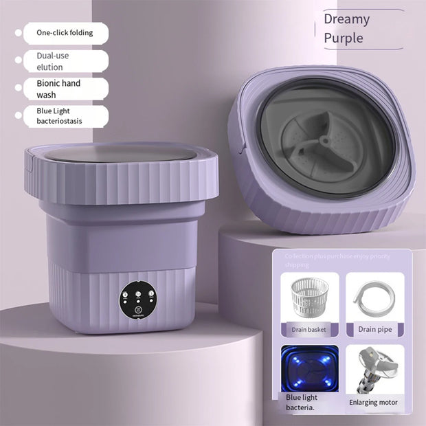 Ultrasonic Mini Washing Machine Portable for Clothes with Dryer Travel Home Underwear Sock 9L Small Folding Washing Machines UK