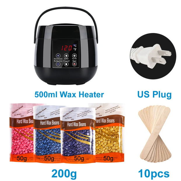 500ml Waxing Machine Kit Brazilian Hard Waxing Wax Beans Wax Warmer Machine Epilator Wax-melt Pot Bikini Body Hair Removal
