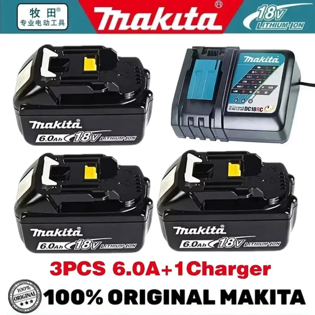 100%Original Makita 6Ah/5Ah/3Ah for Makita 18V Battery BL1830B BL1850B BL1850 BL1840 BL1860 BL1815 Replacement Lithium Battery