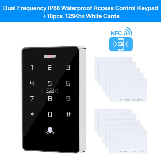 IP68 Outdoor Waterproof Access Controller RFID Keypad NFC Touch Password Lock System 125KHz 13.56MHz Dual Frequency Card Reader