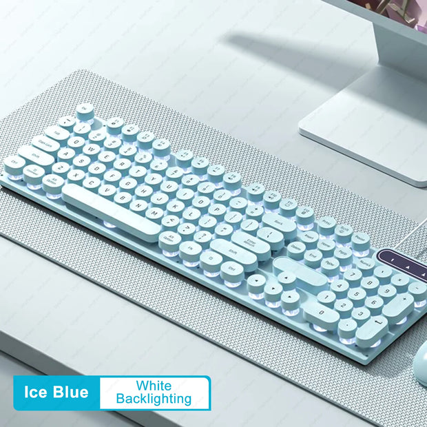 Wired Gaming Keyboard 104 Keys Color Matching Backlit Keycap Peripherals Gaming Keyboard for E-sports Office Computer Laptop PC