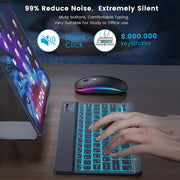 Bluetooth Keyboard Mini Backlit RGB Keyboard 10 inch Wireless Keyboard Backlight Touchpad Keyboard for IOS Android Windows iPad