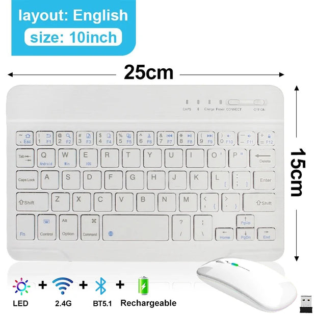 Wireless Keyboard Mouse Set Bluetooth Mini Keyboard Rechargeable Gaming mouse Office mouse For IOS Android Windows Tablet iPad