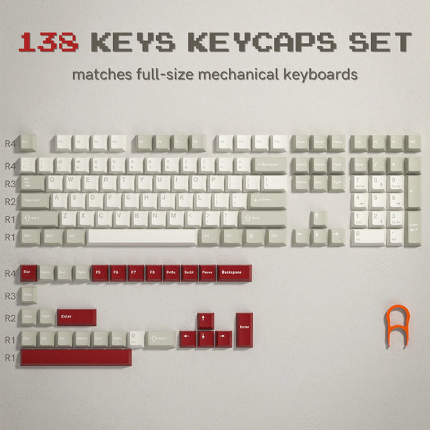 Womier 138 Keys Retro Brown Gray PBT Keycap Double Shot Cherry Profile Key caps for Cherry MX Switches Mechanical Gamer Keyboard